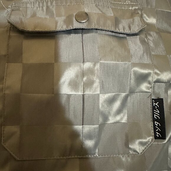 Santa Cruz Men's Checkered Silver Gray Windbreaker Jacket Large Polyester Button - Picture 6 of 7